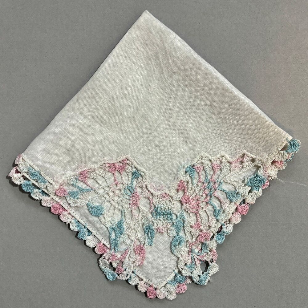 Heirloom Crochet Lace Butterfly Handkerchief Bridesmaid Wedding Cottagecore - Picture 1 of 4
